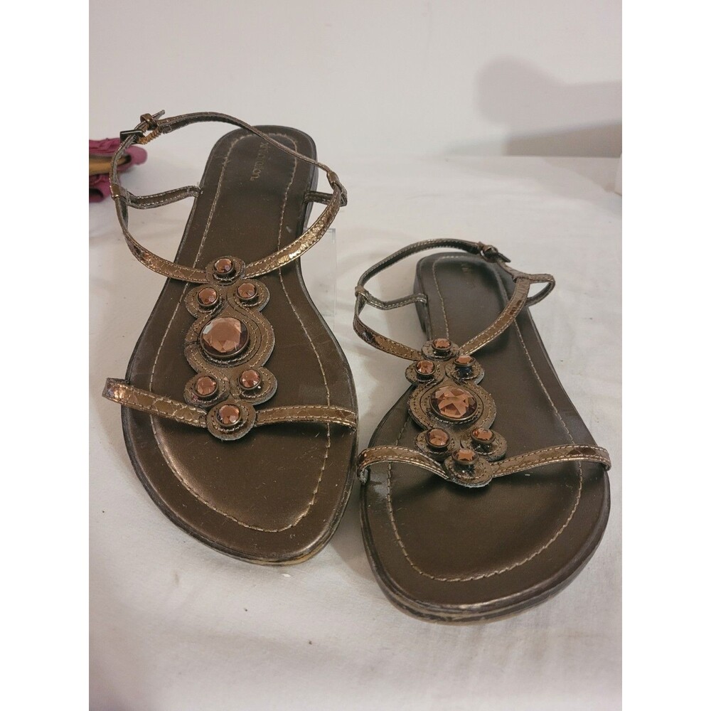 Xhilaration Wns Bronze Sandals  Stones Color Metalic Sz8.5 Flats Cushion